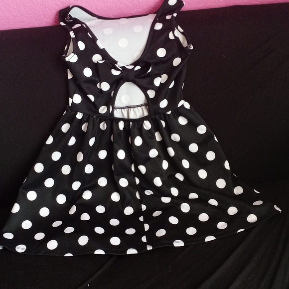 Ruby Rox black and white polkadot mini dress (small) - Picture 2 of 4